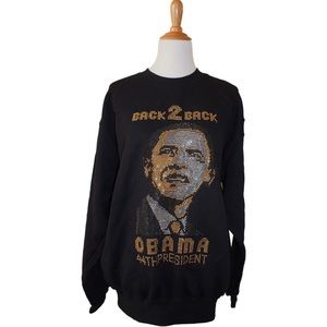 Obama Black Sequins Long Sleeve Sweater Plus Size 2XL